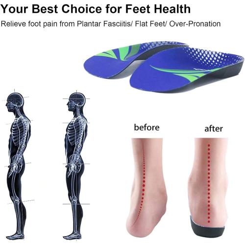 RooRuns FitFeet Orthotic Inserts 3/4 Length, High Arch Support Foot Insoles for Over-Pronation, Plantar Fasciitis, Flat Feet - Shoe Inserts for Walking, Running Men and Women