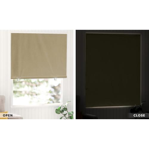 LazBlinds 100% Blackout Roller Shades, No Tools No Drill Cordless Blinds for Windows, Thermal Insulated UV Protection Privacy Window Shades for Bedroom (36''W x 72''H, Beige)