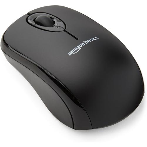 Amazon Basics 2.4 GHz Wireless Optical Computer Mouse with USB Nano Receiver, Portable, No Wires, Smooth Tracking, Multi-Device Compatibility, Black