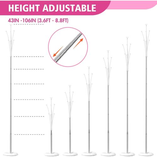 Bezente Balloon Column Stand Set of 4, 9 Feet Adjustable Telescopic Balloon Stand Kit for Floor, Ballon Column Tower with Base and Pole, Metal Backdrop Stands for Baby Shower, Party Decorations