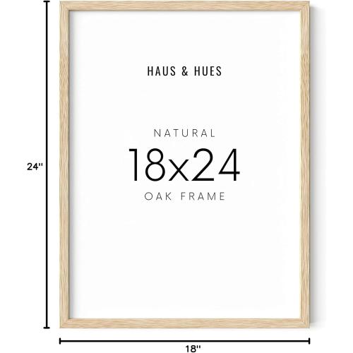 HAUS AND HUES Beige Oak Wood 18x24 Picture Frame - Modern Wood Wall Art Display - Lightweight 18x24 Frame for Art Prints, Photos, Posters - Ready-to-Hang Vertically & Horizontally (Set of 1)