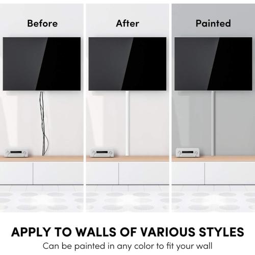 EVEO Cord Hider - 306” Cord Cover Wall Cable Hider, Cable Concealer, Wire Hiders for TV on Wall. Cable Management, Cord Hider Wall Cable Raceway Wire Covers for Cords -18X (L17 W0.95 H0.5) - White