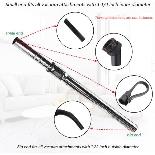 2 Pcs 1 1/4 inch Chrome Telescopic Metal Vacuum Wands 1.25 inch Vacuum Extension Wand Extends to 31.9 Inch Long for Most Brand Vacuum