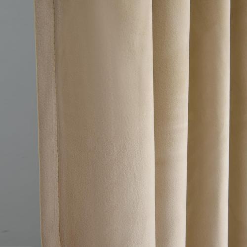 Roslynwood Cream Velvet Curtain 120 inches Extra Long - Curtains Room Darkening Rod Pocket Thermal Insulated Window Christmas Decorative Drapes for Living Room/Loft, W52 x L120, 2 Panels
