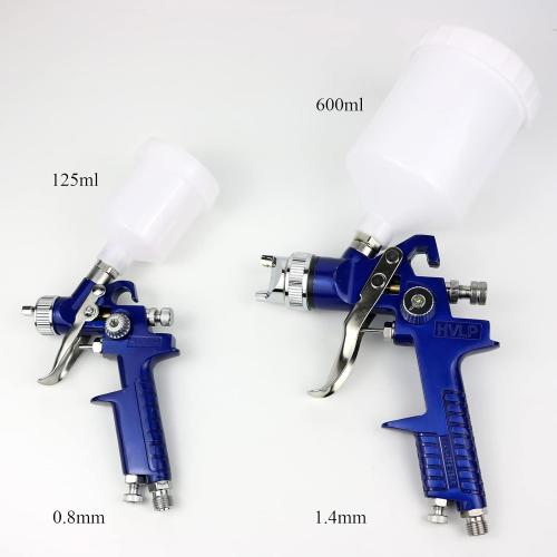 HVLP Air Gravity Spray Gun Set,2-Sprayer paint Gun,0.8mm 150ml & 1.4mm 600ml Auto Gravity Feed Painting with Locking Air Pressure Regulator Gauge Air Spray Nozzle Gun for Cake Decoration,Model Making