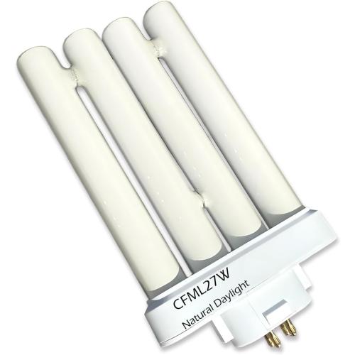 CFML27VLX Full Spectrum Fluorescent Bulb, 6500K Natural Daylight Replacement for Verilux 27W Desk & Floor Lamps Light,GX10Q-4 4 Pin Base in a Square