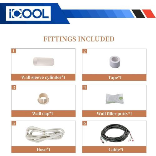 ICOOL 25 Ft. Mini Split Line Set 1/4 1/2 O.D. & 3/8 PE Thickened Insulated Coil Copper Pipes for Air Conditioner HVAC Refrigeration and Heating Equipment, with Fittings