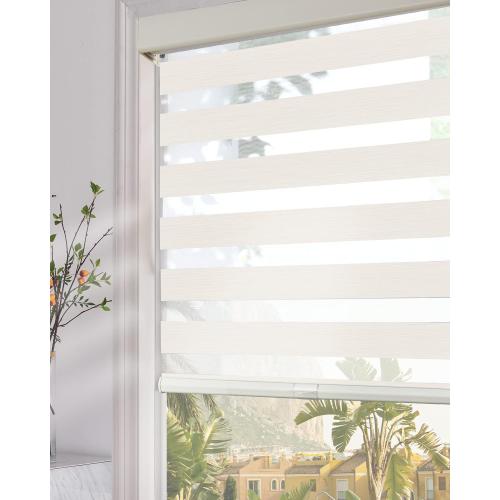 Persilux Cordless Zebra Blinds for Windows (27 W x 72 H, Beige) with Upgraded Cassette Light Filtering Dual Layersfor Day and Night Sheer Roller Shades Thermal Insulated Blinds for Office