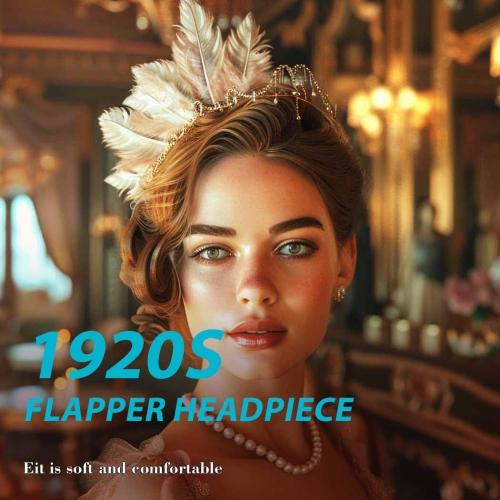 1920s Flapper Headpiece Black Flapper Accessories Gatsby Headpiece For Women