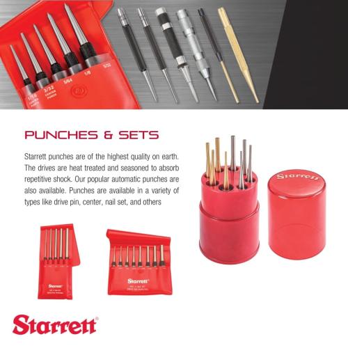 Starrett Steel Automatic Center Punch with Adjustable Stroke - 5-1/4 Length, 11/16 Punch Diameter, Lightweight, Knurled Steel Handle - 18C