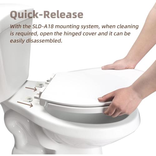 Elongated Toilet Seat, Slow Close Quick-Release Hinges, Heavy Duty Soft Close, Oval(Oblong) Toilet Seat For Elongated Toilets, Quiet-Close Lid And Seat, Easy To Install And Clean, Never Loosen, White