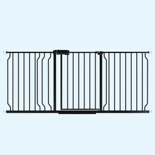 WAOWAO Baby Gate 62.20-71.26 Extra Wide Pressure Mounted Walk Through Swing Auto Close Safety Black Metal Toddler Kids Child Dog Pet Puppy for Stairs,Doorways,Kitchen