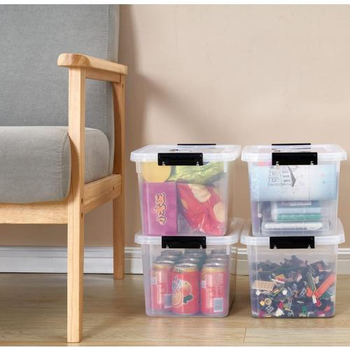 Clear Storage Latch Box 12 Quart, Plastic Organizing Box/Bin with Lid and Black Handles, 6-Pack