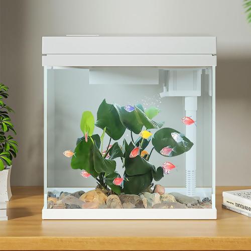 Fish Tank, 4 Gallon Nano-Aquarium, Upgrade Filter System and LED Light, for Freshwater & Marine, Filter Balls Included (4 Gal)