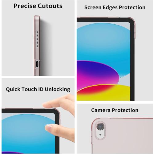 Case for iPad (A16) 11th/10th Generation (11/10.9 Inch, 2025/2022) Without Pencil Holder, Slim Hard PC Translucent Back Shell Protective Cover, Smart Trifold Stand & Auto Sleep/Wake, Pink