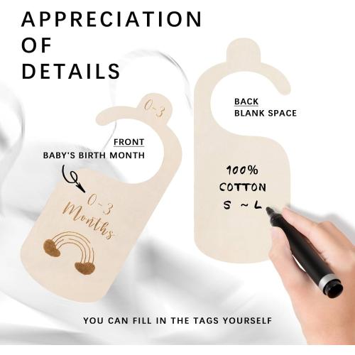 7pcs Baby Closet Dividers for Clothes Organization, Wooden Double-Sided Baby Clothes Dividers for Closet, Wooden Baby Clothes Organizer from Newborn to 24 Months