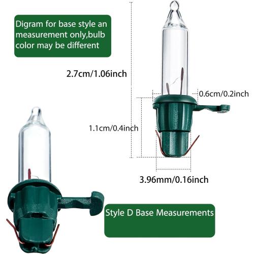 Mudder 100 Count Christmas Tree Lights Replacement Bulbs Mini Incandescent Christmas Lights 2.5v 0.425 Watt Warm Prelit Xmas Tree Decoration(Green Base with Warm White Bulb)