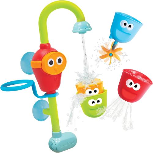 Yookidoo Toddler and Baby Bath Toy (Ages 1-3): Flow N Fill - 3 Stackable Play Cups - Battery Operated Interactive Hose Toy & Tumblers with Multiple Play Aspects - Make Bath Time Magical (No Mold)