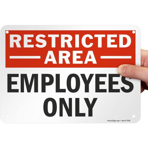SmartSign Restricted Area - Employees Only Sign | 7 x 10 Aluminum