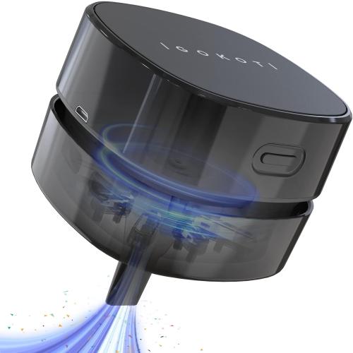 Desktop Vacuum Cleaner with Nozzle, Rechargeable Small Handheld Vacuum, Cordless Mini Desktop Countertop Sweeper for Keyboard Computer Dust Crumbs Piano, Detachable Design