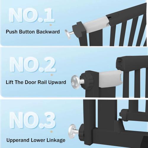 51.18 Inch Extra Tall Pet Gate, 29.5-43 Adjustable Wide Auto Close Dog Gates, Pressure Mounted Walk Through Tall Cat Gate for Doorways,Hallway,Stairs（Black）