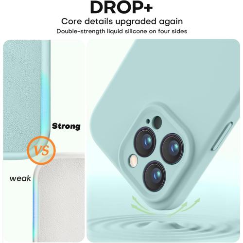 Vooii Compatible with iPhone 16 Pro Case, Liquid Silicone Upgrade [Camera Protection] [Soft Anti-Scratch Microfiber Lining] Shockproof Phone Case for iPhone 16 Pro 6.3 inch - Mint