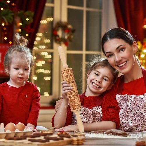 17 Premium Wooden Rolling Pins for Baking with Nativity Embossed Designs | 3mm Deep Springerle Cookie Molds | Christmas Rolling Pin & Baking Gifts for Women | Includes 3-in-1 Cleaning Brush