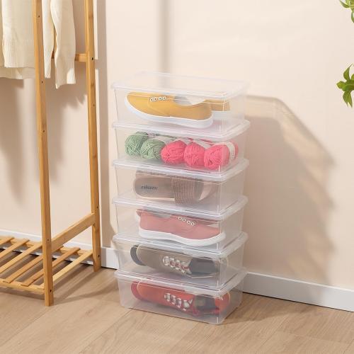 Clear Shoe Boxes 12 Pcs Plastic Storage Bins with Latching Lid Rectangular