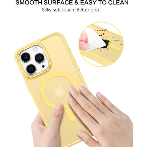 BENTOBEN Magnetic for iPhone 15 Pro Max Case,[Compatible with MagSafe] Translucent Matte Frosted Anti-Fingerprint Slim Shockproof Women Men Protective Cover Case for iPhone 15 Pro Max 6.7,Yellow