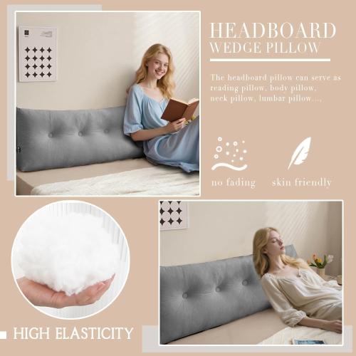 Size medium Color Grey Triangular Wedge Headboard Pillows Twin Dorm Headboard Pillow Long Backrest Positioning Support for Sleeping Back Pillow for Bed Sitting Up Wedge Pillow Reading Bed Lumbar Pillow
