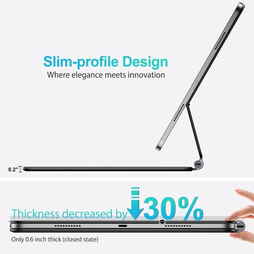 Jibrealg Magic Keyboard for iPad Air 13(M4 2026/M3 2025/M2 2024) & iPad Pro 12.9(6th/5th/4th/3rd Gen), Slim Case with Keyboard, Smart Keyboard Case with Multi-Touch Trackpad, 7-Color Backlit, Black
