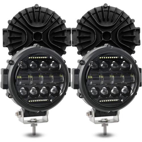 Round LED Work Light, 60W Flood Spot Combo Beam LED Light Bar with Daytime Running Light, 4PCS Off Road Driving Lights for Truck Pickup SUV ATV UTV