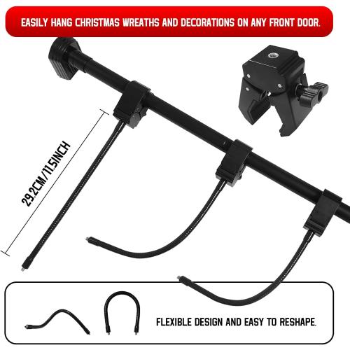 Garland Hanger for Front Door Frame, Adjustable 30”- 67“ Heavy-Duty Garland Holder for Door Frame Christmas & Halloween Decorations for Wreaths, Lights & More No Screws.（30” -40“）
