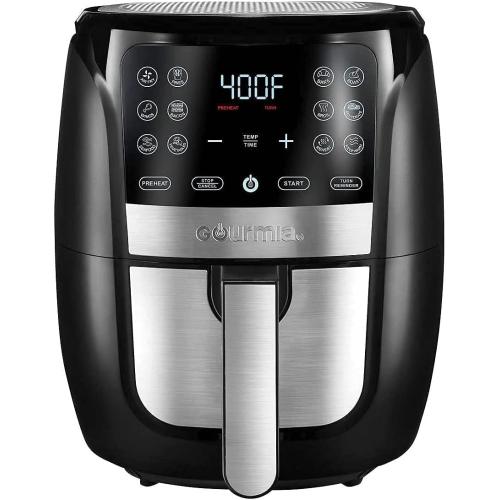 Gourmia Air Fryer Oven Digital Display 6 Quart Large AirFryer Cooker 12 Touch Cooking Presets, XL Air Fryer Basket 1500w Power Multifunction Stainless Steel FRY FORCE 360° (6 QT) NEEDS CLEANING