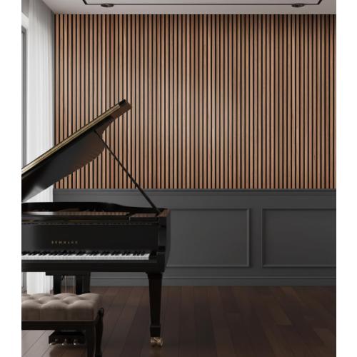 WoveN SounD Acoustic Wall Panels, Teak, 10 Pack, 47.2x23.6 in | Self-Adhesive, Peel and Stick, NRC 0.95, Premium Sound, Echo Proof, Slat Decor, Studio, Home, Office, Media Room