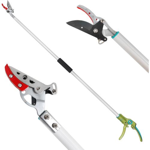 GARTOL Cut & Hold Pole Pruner, 4.2 FT Lightweight Fruit Picker with 180° Rotating Handle, SK5 Steel Blade Cuts up to 1/2 Inch, Long Reach Garden Tree Trimmer & Branch Cutter for Shrubs, Bushes