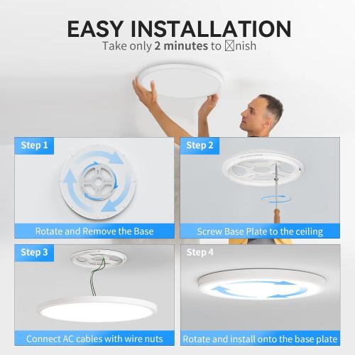 4 Pack 4700lm Super Slim 16 inch LED Ceiling Light, 5000K for Bedroom, Living Room, Dining Room (White, Four Pack)