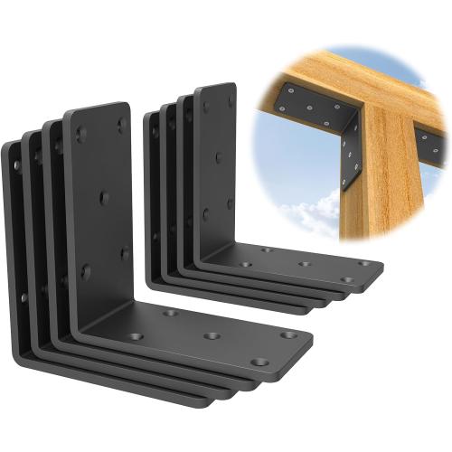 5x5x2.5“ Heavy Duty Angle Bracket， (8PCS) L Bracket for Shelves Fence Pergola Post Wood，90 Degree Corner Brace for Floating Shelf Countertop Support