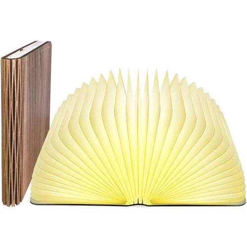 Anwick Lamp Book Large Size Folding Mood Light, Novelty LED Night Light, USB Large Capacity Rechargeable Wooden Table Lamp