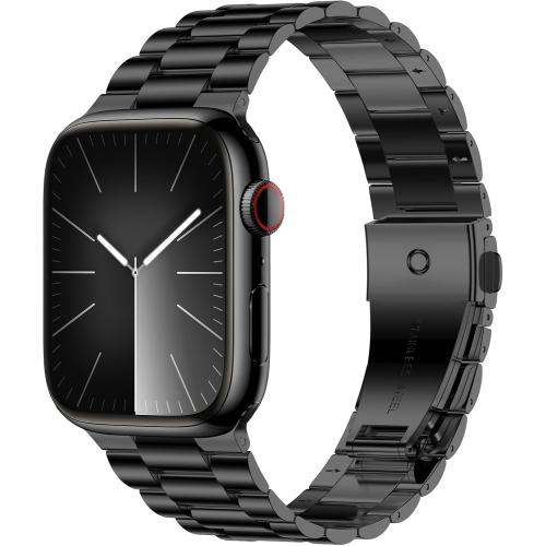 iiteeology Lightweight Stainless Steel Band Designed for Apple Watch Ultra 3 & Ultra 2, Series 1-11, 46mm, 45mm, 44mm, 42mm, Replacement iWatch Bands for Men & Women,Black