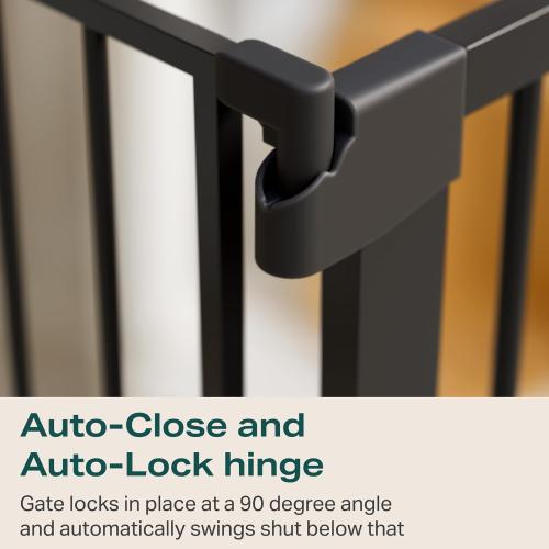 Cumbor 2 Pack 29.7-46 Baby Gate for Stairs, Mom's Choice Awards Winner-Auto Close Dog Gate for doorways, Easy Install Pressure Mounted Pet Gates indoor, Easy Walk Thru Wide Safety Gate for Dog, Black