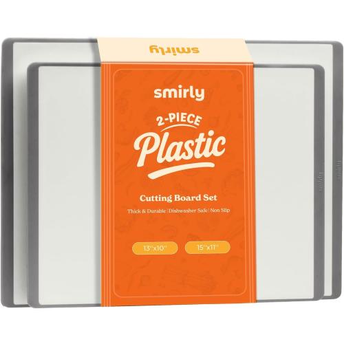 SMIRLY Plastic Cutting Board Set, Dishwasher Safe Plastic Cutting Boards Set for Kitchen, Cutting Boards for Kitchen - Plastic Chopping Board Set