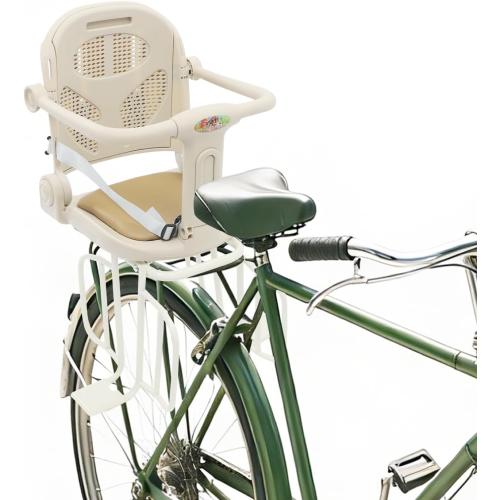 Rear Child Bike Seat, Back Mounted Kid's Bike Seat with Armrest Foot Pedals, Backrest Angle Adjustable, Rear Child Carrier Bike Chair for Children 1~8 Years, Load 66.14 lbs Coffee‼️incomplete‼️