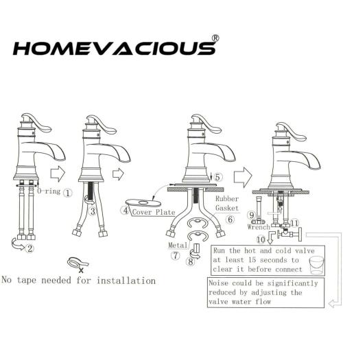 Homevacious Bathroom Faucet Copper Waterfall Bathroom Sink Faucets with Single Handle Rustic Vanity Farmhouse RV Faucet Suitable for 1 or 3 Holes with Pop-up Drain Deck Plate Hose