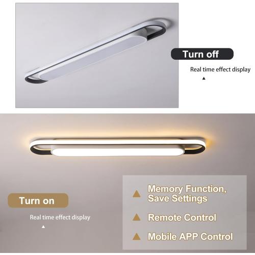 4Ft Modern Smart LED Linear Ceiling Lights Dimmable LED Ceiling Lamp with Remote Control,65W Metal/Acrylic Flush Mount Ceiling Lighting Fixtures for Kitchen Living Room Kitchen Dining Room (48)