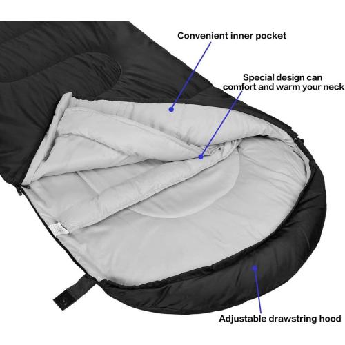 3-4 Season Sleeping Bag for Adults & Kids, Lightweight Warm Cold Weather Camping Bag with Waterproof Compression Sack – Portable for Hiking, Backpacking, Traveling & Outdoor Adventures