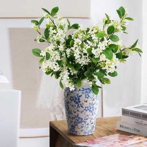 Melorca&Guilla Artificial Plants,6PCS 32 Green Faux Branches for Vase Faux Greenery Stems,Artificial Plants Fake Plants for Shop Garden Office Home Décor (6, Daphne)