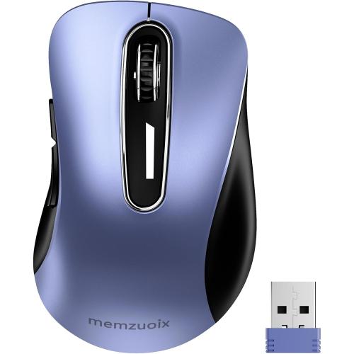 Color Purple memzuoix 2.4G Wireless Mouse, 1400 DPI Mobile Optical Cordless Mouse with USB Receiver, Portable Computer Mice Wireless Mice for Laptop, PC, Desktop, MacBook, 5 Buttons (Navy Blue)