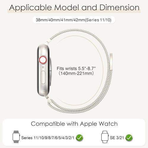BELONGME 3 Pack Mesh Loop Compatible with Apple Watch Bands for Women Men 40mm 41mm 38mm 42mm 44mm 45mm 49mm 46mm Series 11 10 9 8 7 6 5 4 Ultra3 SE3 2, Stainless Steel Metal Magnetic Strap for iWatch