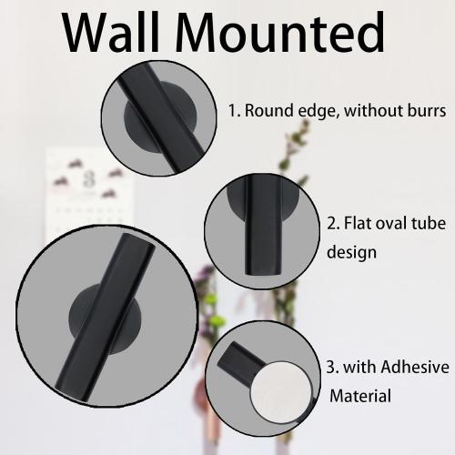 7 Wall-Mounted Flower Tube, Top/Bottom Open Vase, Wall Metal Flower Tube Decoration Holder for Flower Display, Home Office Living Room Bedroom Decoration with Adhesive Material, 2pcs(Black)